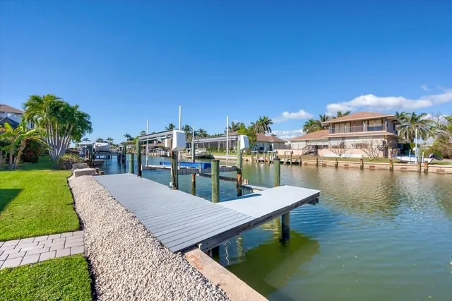 Private boat dock with direct Gulf access at a Marco Island canal-front rental home