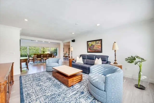 Bright coastal living room with Tommy Bahama furnishings