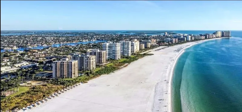 Aerial view of Marco Island's white-sand Gulf beach